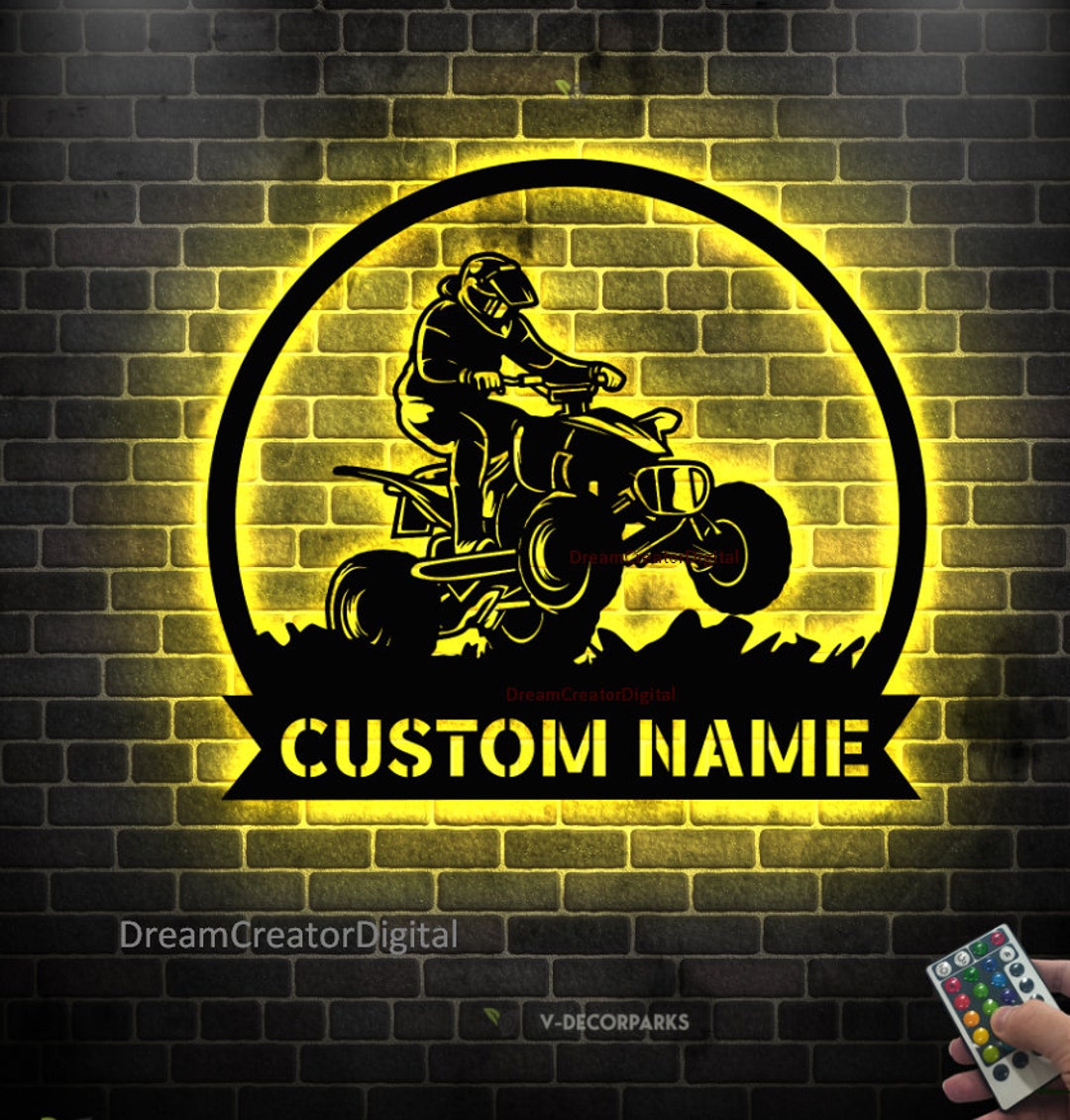 Personalized Dirt Bike Name Sign Custom US Quad Biker Metal Wall Art