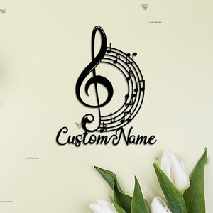 Personalized Music Notes Metal Sign LED Custom Music Teacher Name Sign Music Studio Sign Music Notes Metal wall Decor Music Teacher Gift