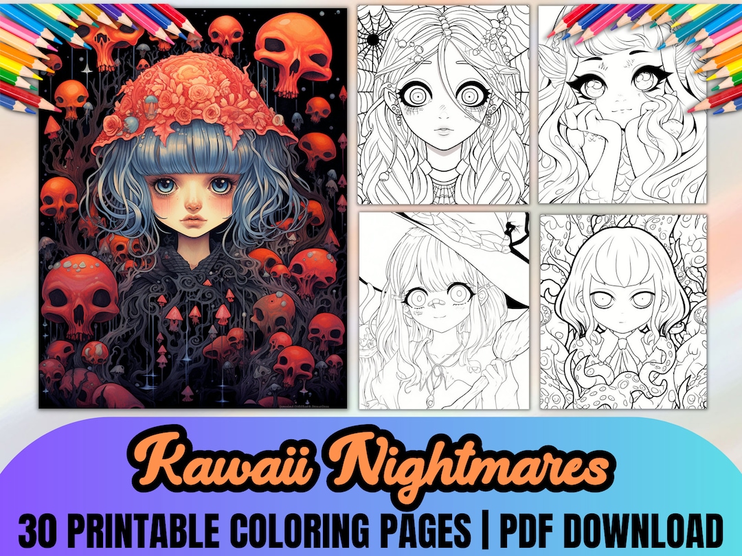 Kawaii Nightmares 30 Instant Download Coloring Pages - Etsy