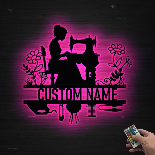 Personalized Sewing Door Sign - Gift Idea For Sewing Lover - Sewing Room, Imagine, Create, Inspire, Made With Love Open 24 Hours