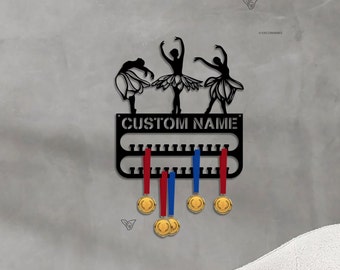 Custom Ballet Dancer Name Medal Hanger,12 Rungs for Medals & Ribbons,Personalized Ballet Dance Award Medal Holder,Dance Award Medal Display