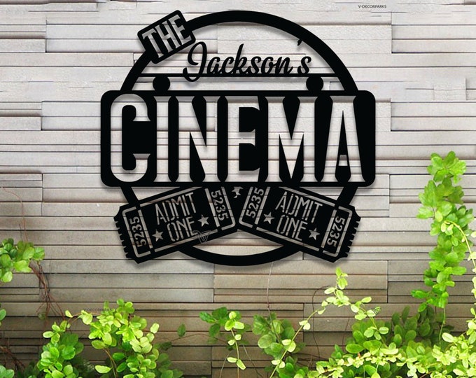 Personalized Home Cinema Sign LED Movie Theatre Sign Family Name Cinema Metal Sign Home Theater Wall Art Housewarming Gift Birthday Gift