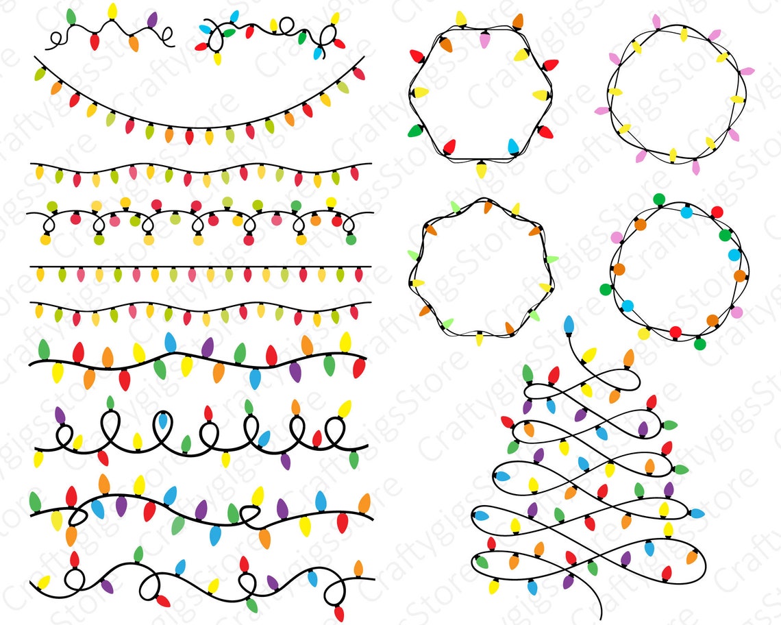Christmas Lights Svg Bundle Light String Svg Christmas Tree Etsy