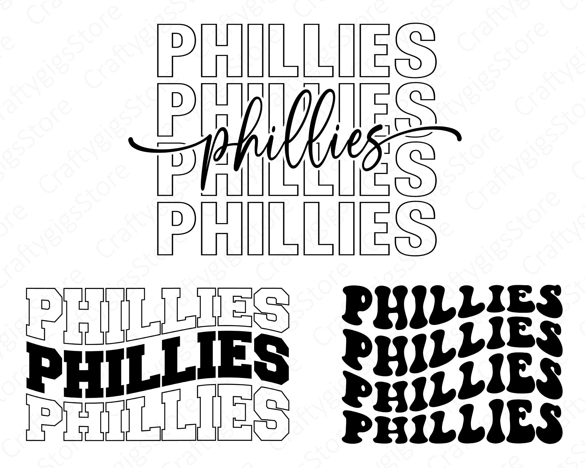 Phillies Wavy Svg, Phillies Mascot Svg, School Spirit Svg, Silhouette