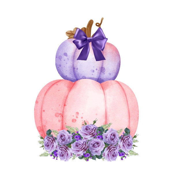 Pink | Purple |Pumpkin | Chic | PNG Transparent | Clipart | Halloween | Thanksgiving