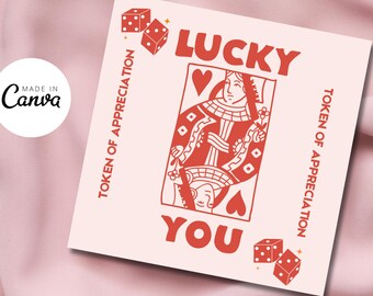 Editable Lucky You Thank You Card Template: Small Business (Canva)