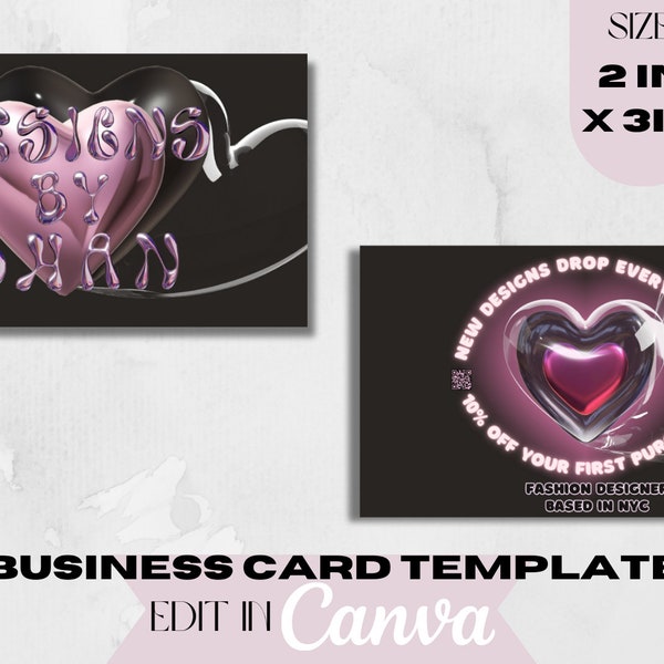 Editable Clothing Designer Business Card | Editable Canva Template | Small Business Materials