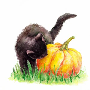 Halloween Kitty Watercolor Digital Download