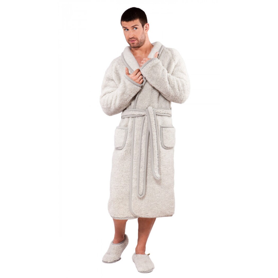 Womens Woolen Bathrobe Men's Woolen Robe Natural Wool Etsy