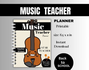 Music Teacher planner Printable and Downloadable, Keeps you organized with your school activities Daily or Weekly, Digital Planner for Gift