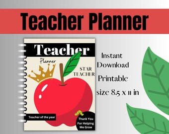 Planners Printable Teacher yearly planner downloadable print to be organized weekly planner digit write notes students