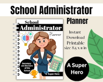 School Administrator Planner printable and Downloadable, Yearly productivity school planner keeps you organized and help manage your time