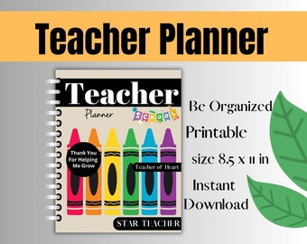 Academic Teacher Planner Printable and Instant Download, Keeps you organized yearly with school activities, Weekly or Daily planner print