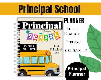 School Principal Planner Printable and Downloadable, Digital item keeps you organized yearly, Daily or Weekly planner help manage your time