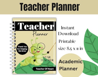 Academic Teacher Planner is printable and Downloadable keeps you organized yearly with your school activities, Daily or weekly plan, Gift