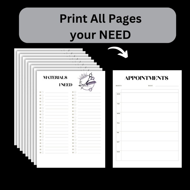 Stylist appointment book is printable and Downloadable , This Digital Planner keeps you organized with all your business activities image 7