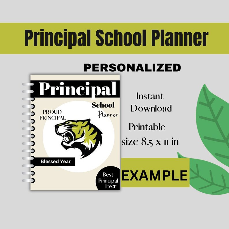 Custom School Principal Planner Printable and Downloadable, Digital