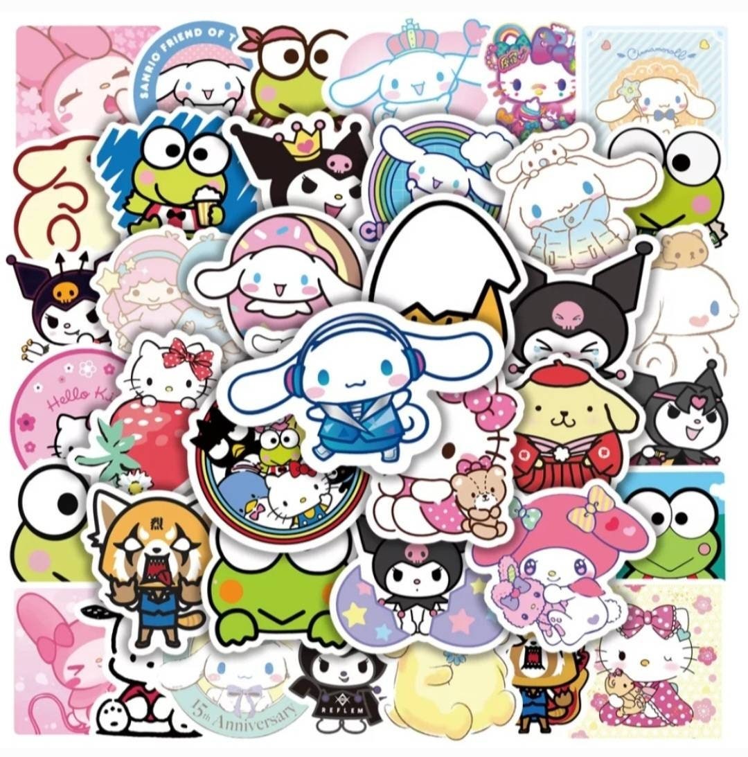 50pcs Creative Cute Kawaii Kuromi My Melody Stickers Keroppi