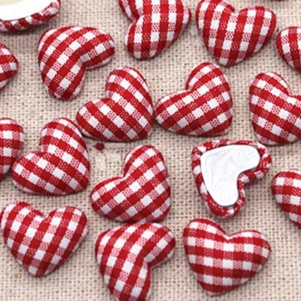 10 petits embellissements à dos plat en tissu Gingham