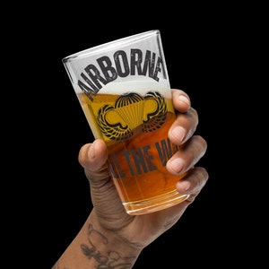 Airborne All the Way - Shaker Pint Glass with Airborne Wings