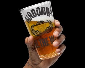 Airborne All the Way - Shaker Pint Glass with Airborne Wings