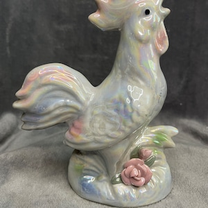Vintage Mid Century Pastel Iridescent Rooster
