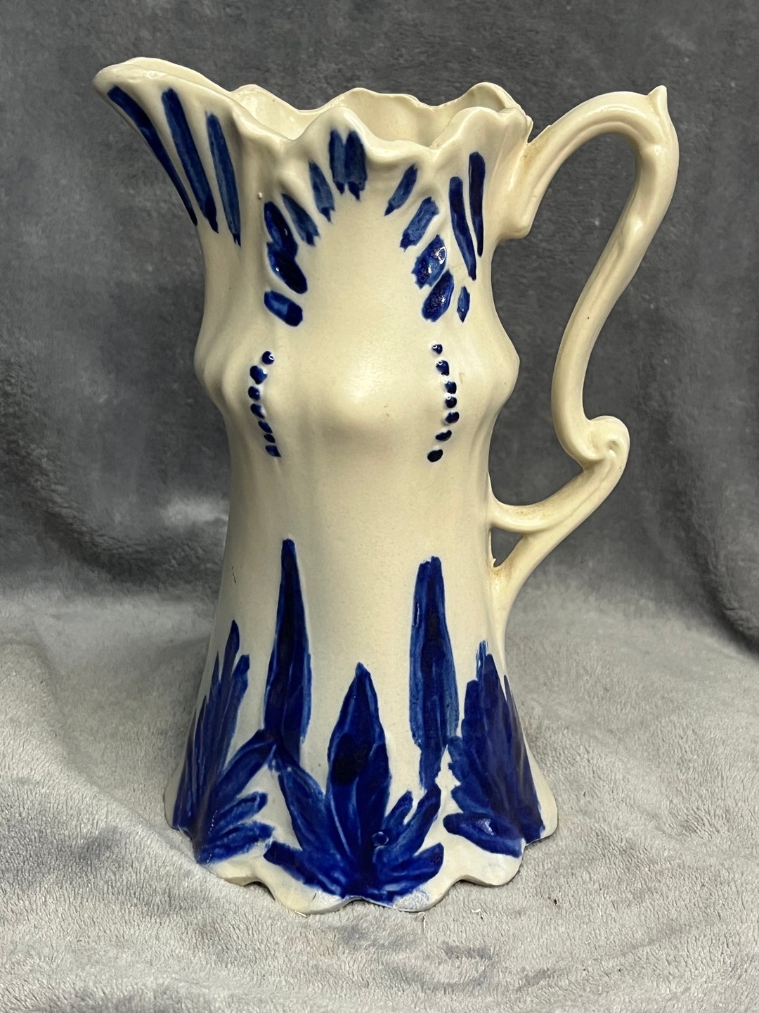 Vintage Colonial Mold Pitcher, #108, USA, Cream & Blue - Etsy