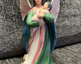 Vintage 1980s Homco Porcelain Collectible Figurine Angel with Baby "God's Precious Gift" #1436