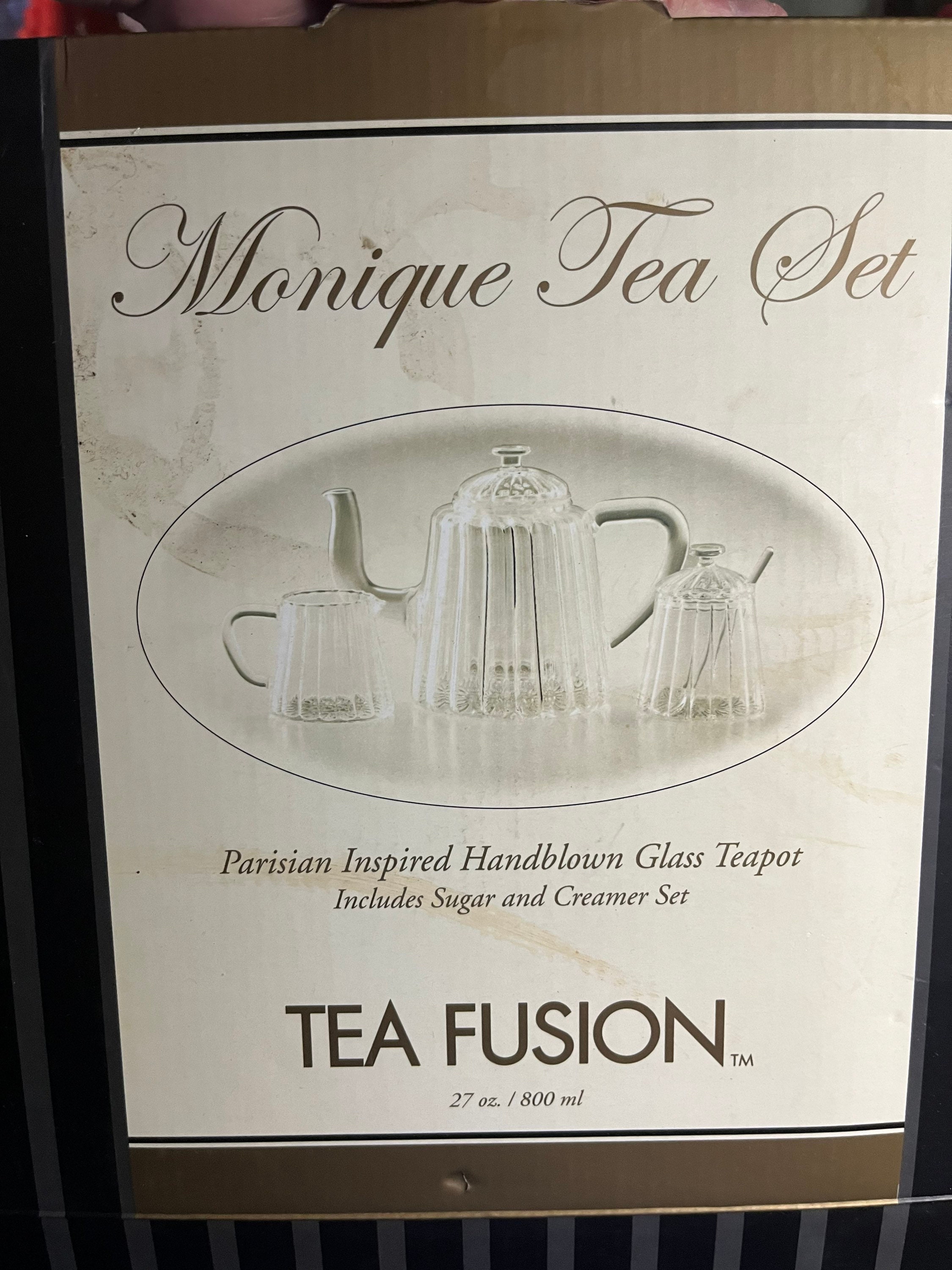Vintage Clear Glass Tea Fusion Teapot Set Etsy