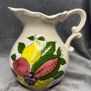 Vintage Handpainted Counterpoint  Ceramic Pitcher Vase-Japan