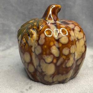 Vintage Brown Leaf Pottery Pumpkin