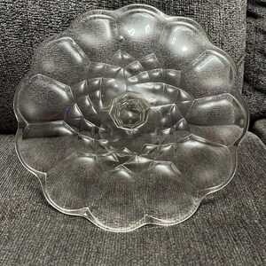 Vintage LE Smith Glass Dominion Clear Scalloped Cake Stand