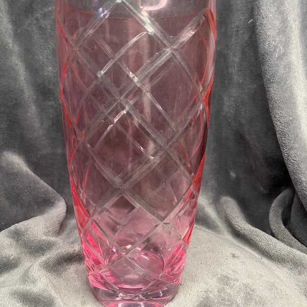 Vintage Pink Glass Vase-Has Wear
