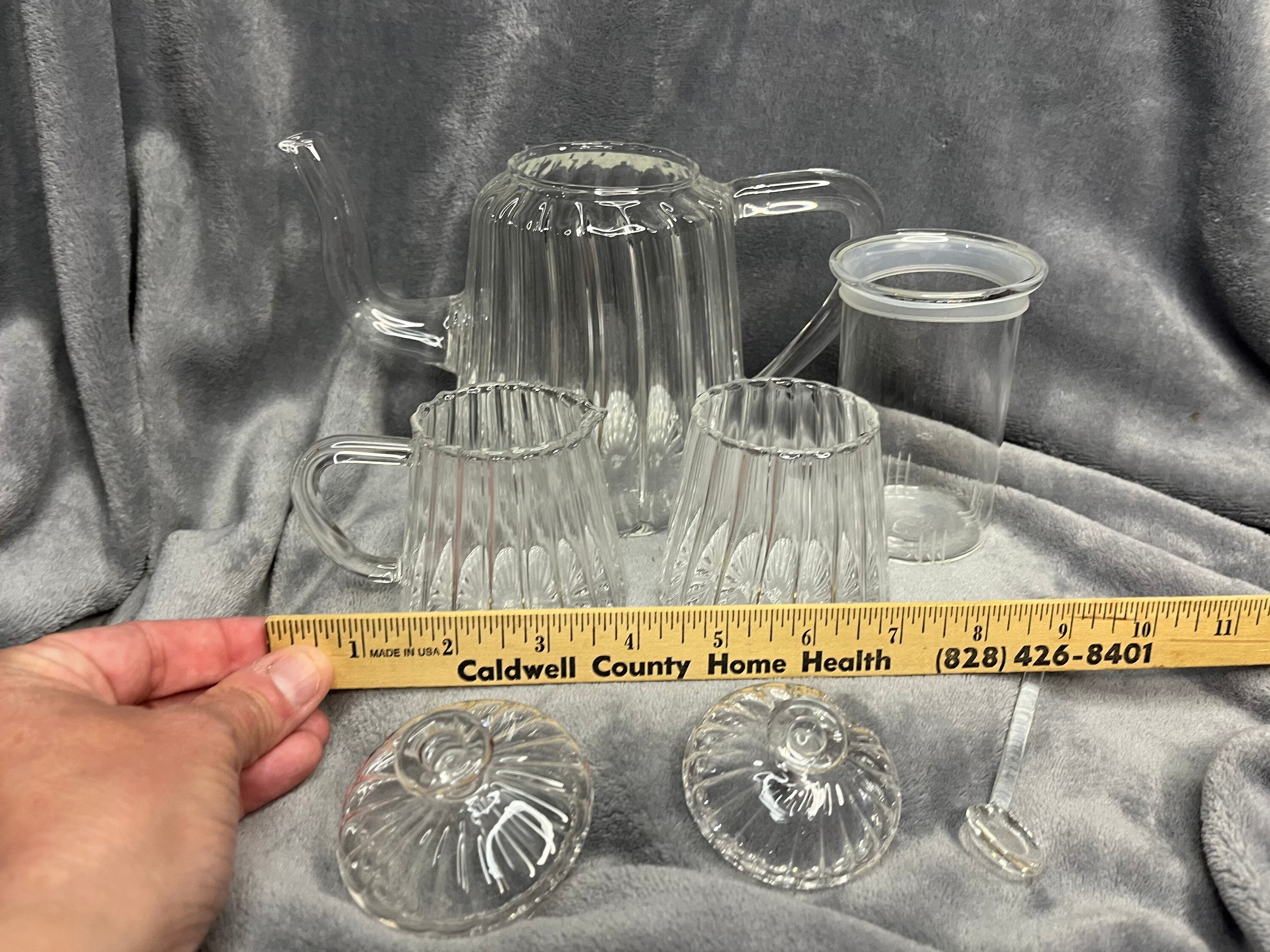 Vintage Clear Glass Tea Fusion Teapot Set Etsy