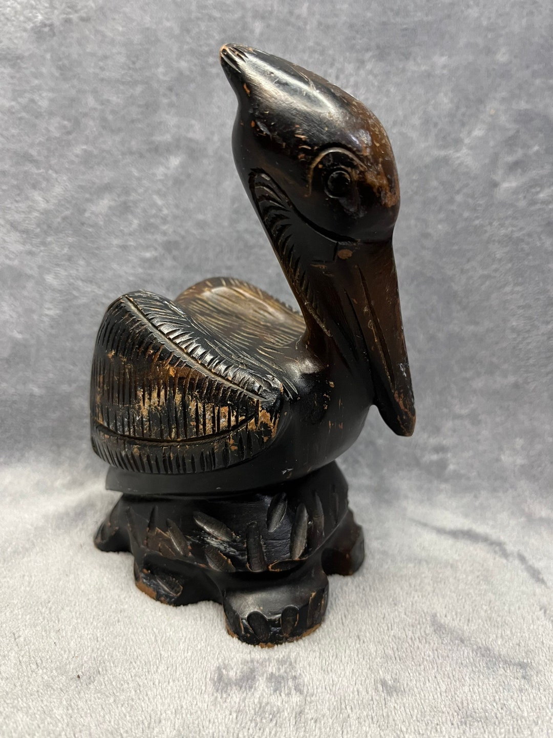 Vintage Wooden Pelican Figurine Woodenmid Century Design Etsy
