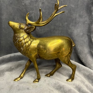 Vintage Brass Horse Bridle Harness Medallion Deer Elk Stag collectible