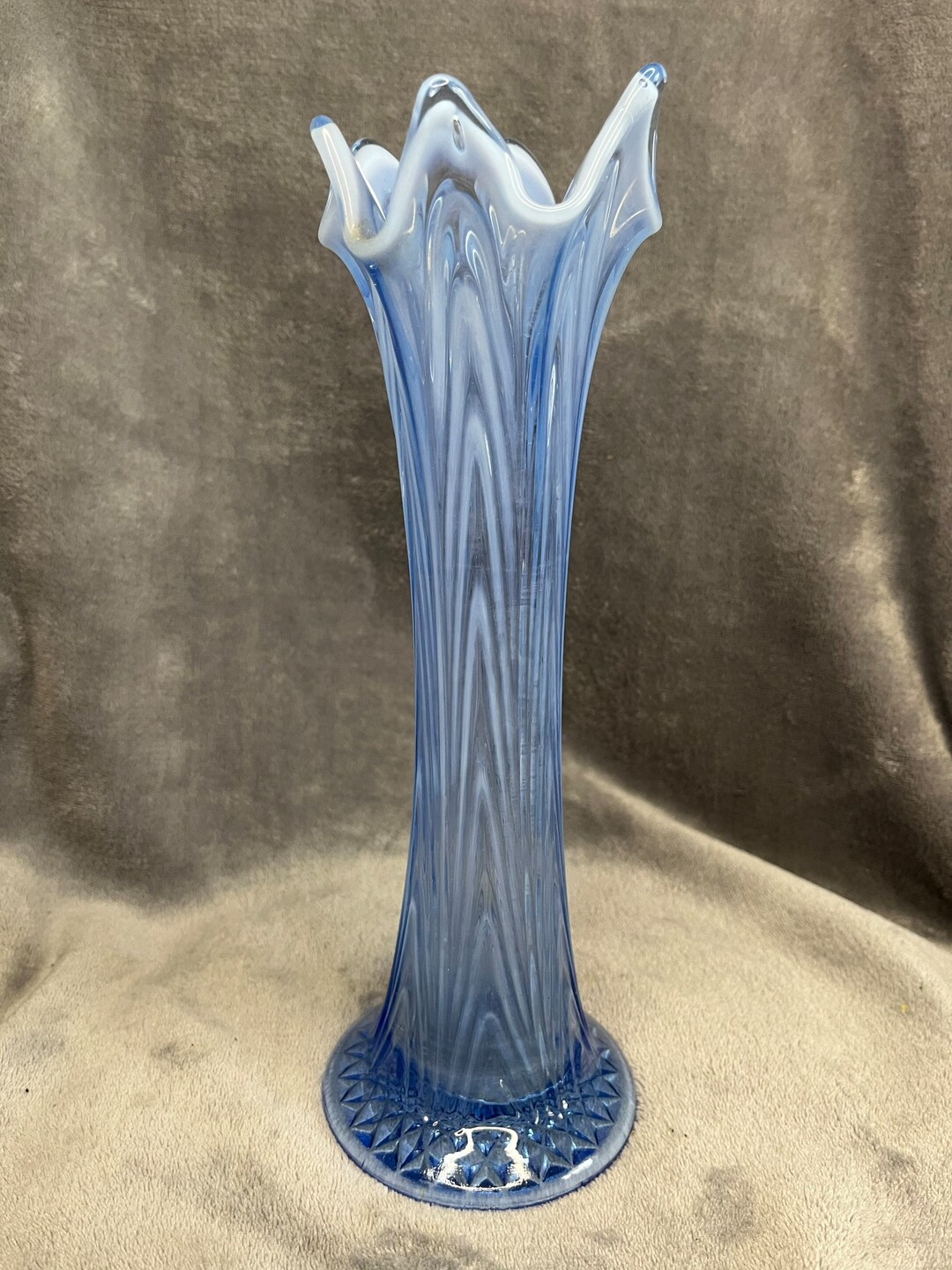Vintage Rare FENTON Blue Swung Vase Etsy