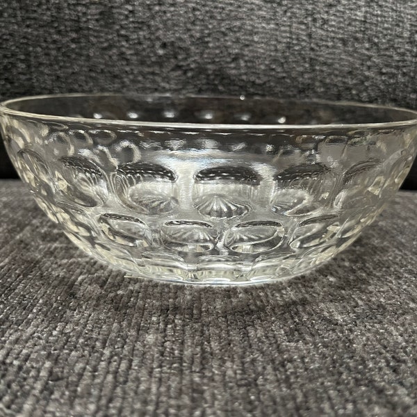 Vintage Crystal Glass Serving Bowl W/ Starburst In Bottom & Basket Weave