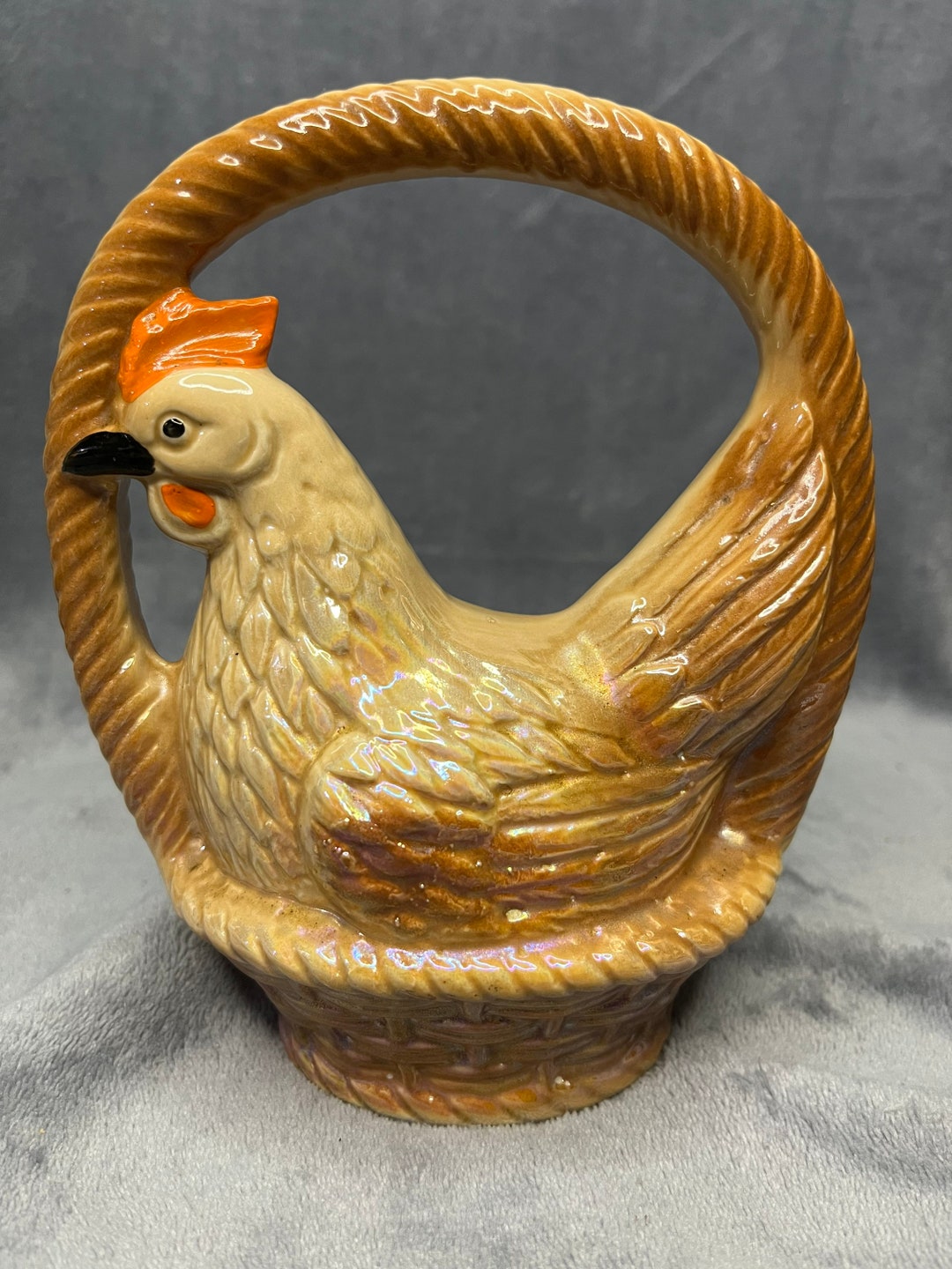 Vintage Hen in a Basket Figureinemade in Brazil Etsy