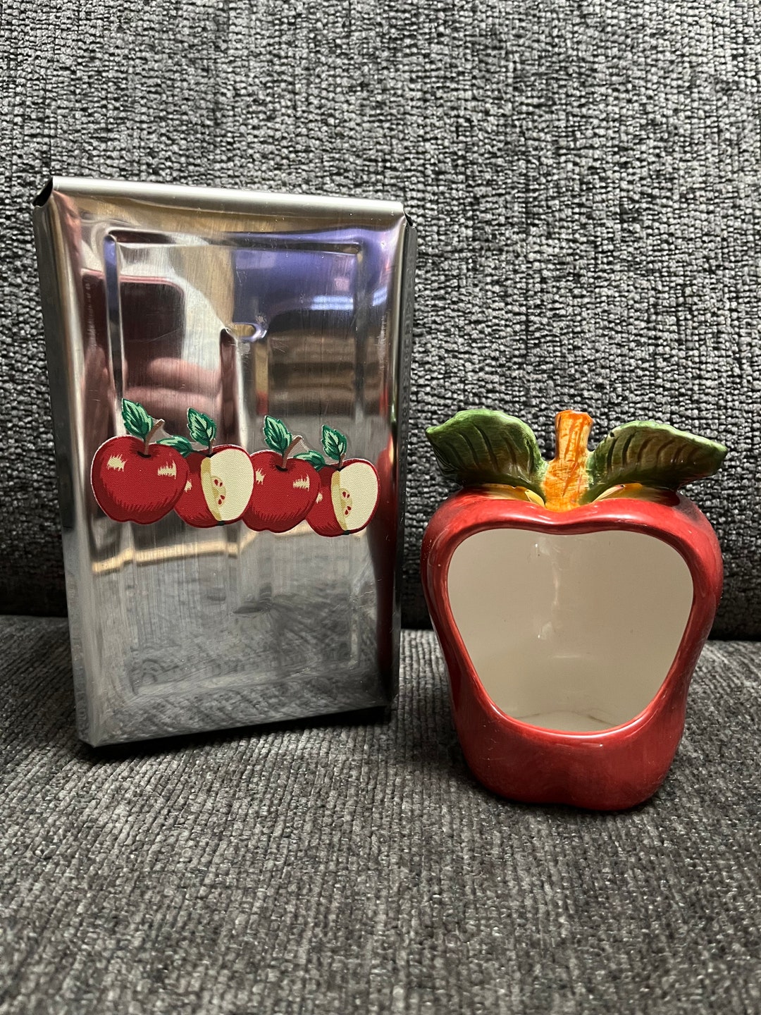 Vintage Apple Napkin Holder and Kitchen Sponge Holder Etsy