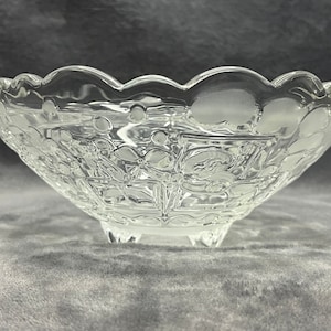 Vintage German Crystal Footed Bowl -Christmas Themed