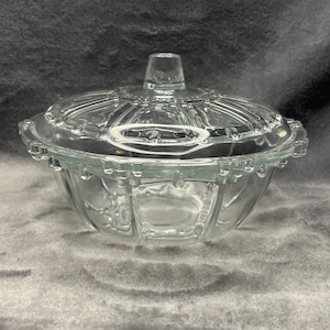 Vintage KIG Indonesia Clear Glass Candy Dish With Lid-Beautiful!