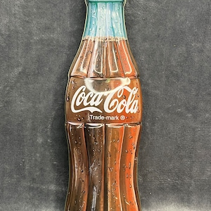 Vintage Coca~Cola Bottle Shaped Tin Can With Lid