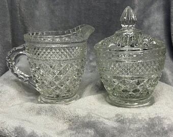 Vintage 1960s Anchor Hocking Wexford Creamer and Sugar Set