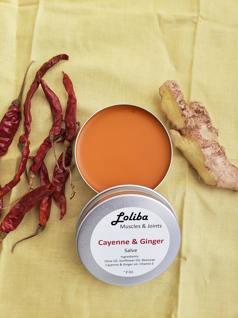 Cayenne and Ginger Salve, Natural Herbal Salve, Double Infused, Warming