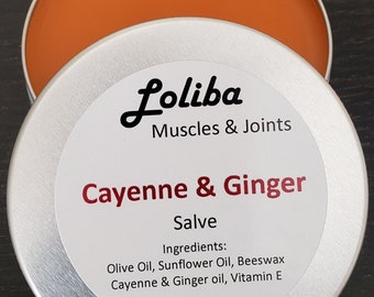 Cayenne and ginger salve, Natural Herbal salve, Double infused, Warming Joints & muscles Rub, Pain Relief Salve,  Arthritis Salve