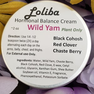 Wild Yam Cream with 4E, Hormone Balance Cream,Wild Yam, Black Cohosh, Red Clover, Chaste berry Vitex Agnus, Menopause, PMS, Hot Flashes image 1