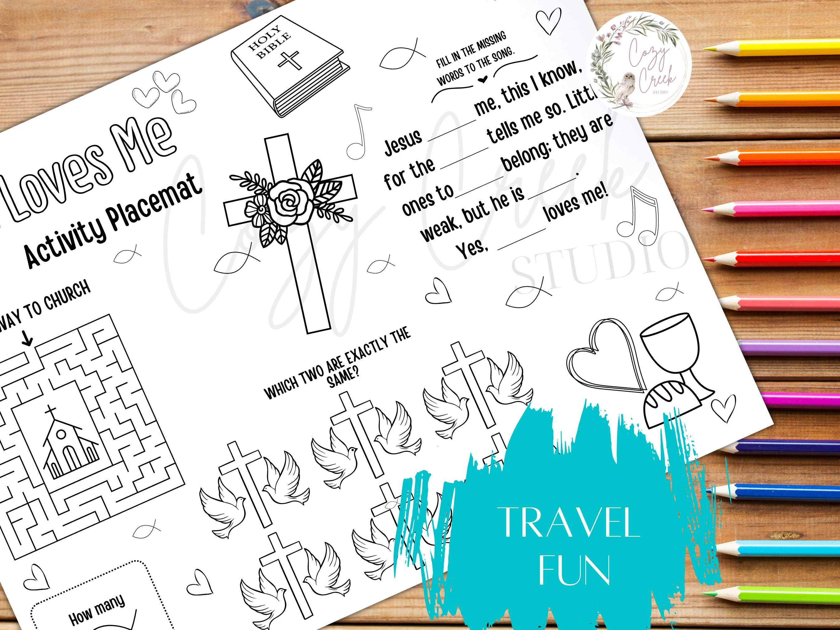 Printable Jesus Loves Me Activity Placemat Restaurant Activity printable-jesus-loves-me-activity-placemat-restaurant-activity