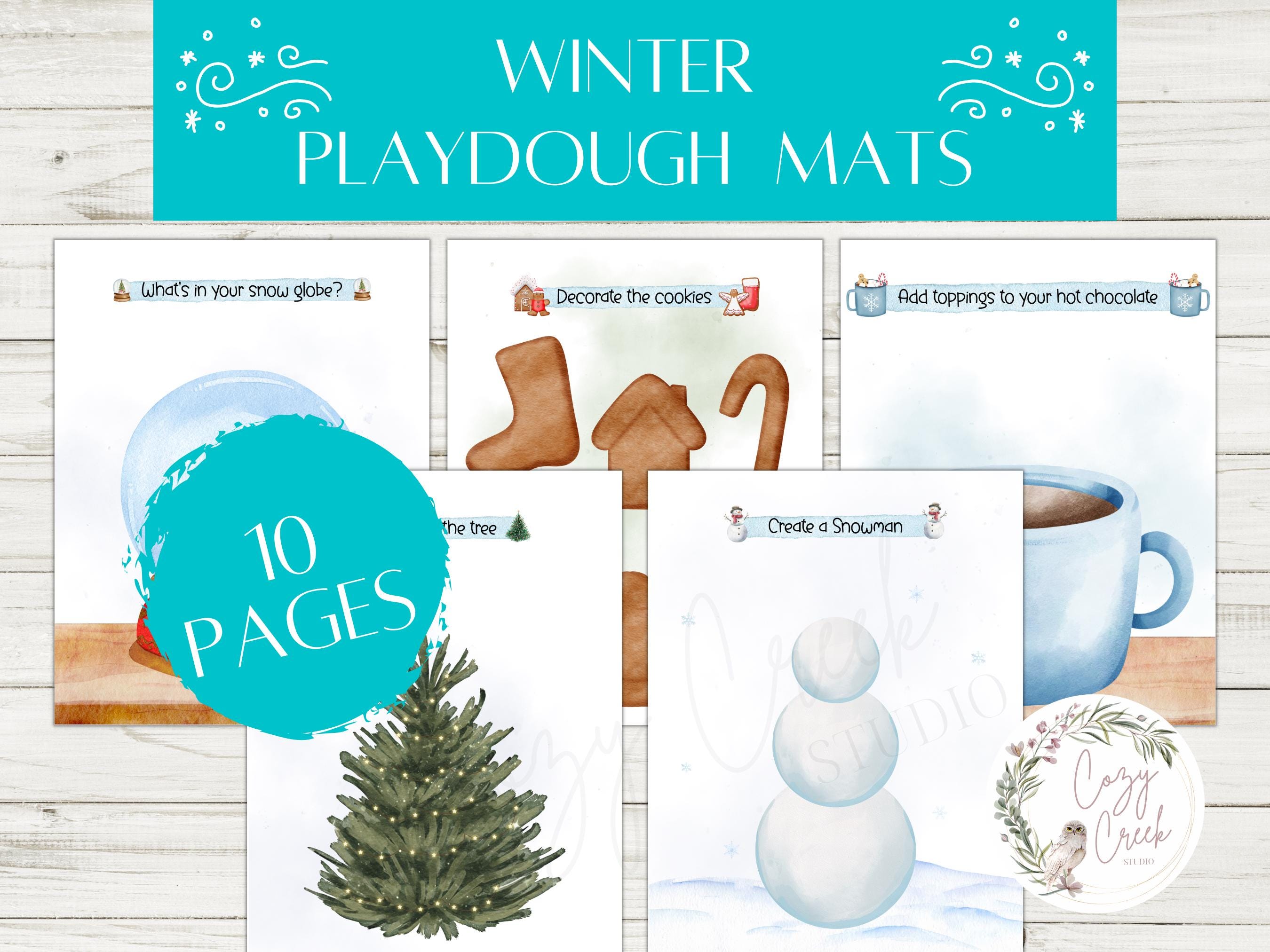 Printable Watercolor Winter Play Dough Mats | Kids Activity | 10 Pages ...