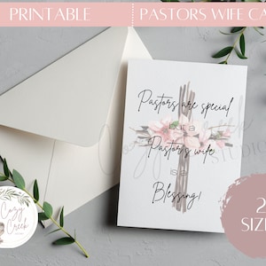 Afdrukbare pastoorsvrouw is een zegeningskaart | Waarderingskaart | Cadeaubon | Digitale download | Blanco wenskaart | Elegante kruisbloemen